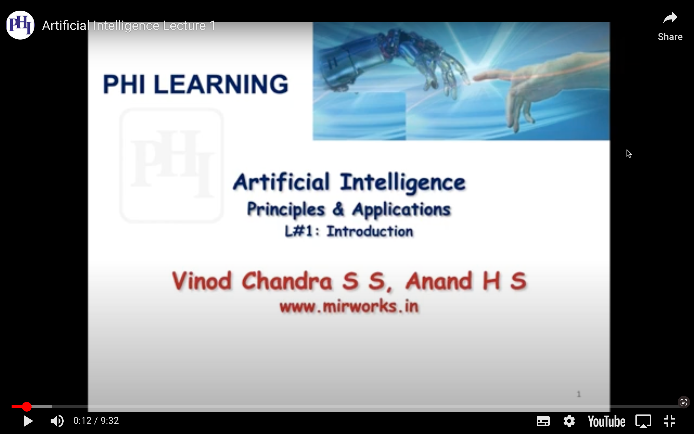 What is AI? Video Lecture By Vinod Chandra and Hareendran